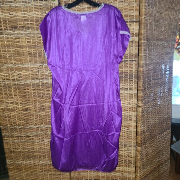 NWT VTG Anthony Richards Purple Nightgown Nightshirt Nylon W/ Lace Trim 1X - Picture 6 of 7